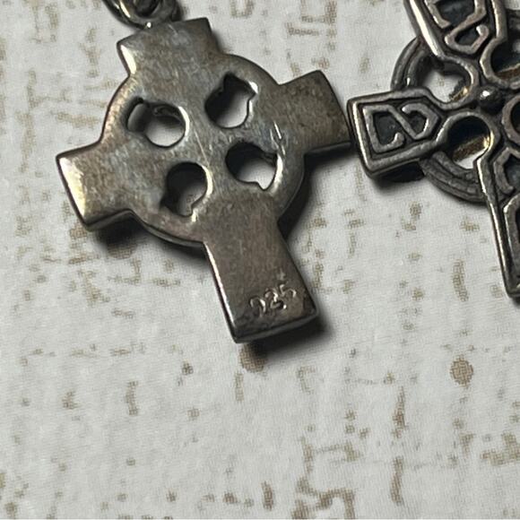 Vintage Dainty Celtic Cross Dangle Earrings in 925 Sterling Silver D2 - Picture 4 of 5